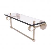 Allied Brass CV-1TBG-16-PEW - Clearview Collection 16 Inch Glass Shelf with Towel Bar and Groovy Accents