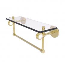 Allied Brass CV-1TBG-16-SBR - Clearview Collection 16 Inch Glass Shelf with Towel Bar and Groovy Accents
