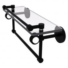 Allied Brass CV-1TBG-16-GAL-BKM - Clearview Collection 16 Inch Glass Gallery Shelf with Towel Bar and Grooved Accents - Matte Black