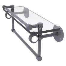 Allied Brass CV-1TBG-16-GAL-GYM - Clearview Collection 16 Inch Glass Gallery Shelf with Towel Bar and Grooved Accents - Matte Gray