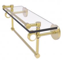 Allied Brass CV-1TBG-16-GAL-SBR - Clearview Collection 16 Inch Glass Gallery Shelf with Towel Bar and Grooved Accents - Satin Brass