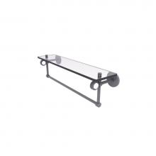 Allied Brass CV-1TBG-22-GYM - Clearview Collection 22 Inch Glass Shelf with Towel Bar and Groovy Accents