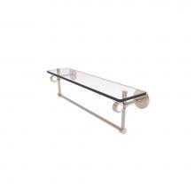 Allied Brass CV-1TBG-22-PEW - Clearview Collection 22 Inch Glass Shelf with Towel Bar and Groovy Accents