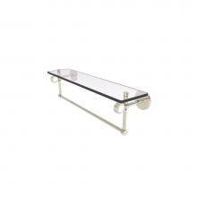 Allied Brass CV-1TBG-22-PNI - Clearview Collection 22 Inch Glass Shelf with Towel Bar and Groovy Accents
