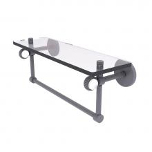 Allied Brass CV-1TBT-16-GYM - Clearview Collection 16 Inch Glass Shelf with Towel Bar and Twisted Accents