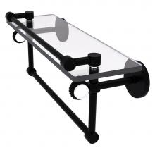 Allied Brass CV-1TBT-16-GAL-BKM - Clearview Collection 16 Inch Glass Gallery Shelf with Towel Bar and Twisted Accents - Matte Black