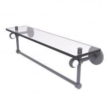 Allied Brass CV-1TBT-22-GYM - Clearview Collection 22 Inch Glass Shelf with Towel Bar and Twisted Accents