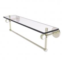 Allied Brass CV-1TBT-22-PNI - Clearview Collection 22 Inch Glass Shelf with Towel Bar and Twisted Accents