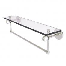 Allied Brass CV-1TBT-22-SN - Clearview Collection 22 Inch Glass Shelf with Towel Bar and Twisted Accents