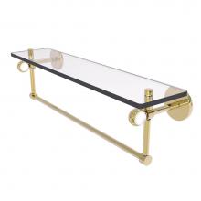 Allied Brass CV-1TBT-22-UNL - Clearview Collection 22 Inch Glass Shelf with Towel Bar and Twisted Accents