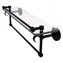 Allied Brass CV-1TBT-22-GAL-BKM - Clearview Collection 22 Inch Glass Gallery Shelf with Towel Bar and Twisted Accents - Matte Black