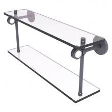 Allied Brass CV-2D-16-GYM - Clearview Collection 16 Inch Double Glass Shelf with Dotted Accents - Matte Gray
