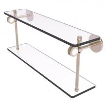 Allied Brass CV-2D-16-PEW - Clearview Collection 16 Inch Double Glass Shelf with Dotted Accents - Antique Pewter