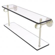 Allied Brass CV-2D-16-PNI - Clearview Collection 16 Inch Double Glass Shelf with Dotted Accents - Polished Nickel