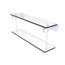 Allied Brass CV-2D-22-SCH - Clearview Collection 22 Inch Two Tiered Glass Shelf with Dotted Accents