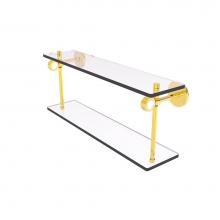 Allied Brass CV-2G-16-PB - Clearview Collection 16 Inch Two Tiered Glass Shelf with Groovy Accents