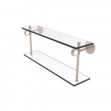 Allied Brass CV-2G-16-PEW - Clearview Collection 16 Inch Two Tiered Glass Shelf with Groovy Accents