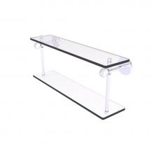 Allied Brass CV-2T-16-SN - Clearview Collection 16 Inch Two Tiered Glass Shelf with Twisted Accents