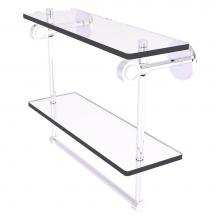 Allied Brass CV-2TB-16-PC - Clearview Collection 16 Inch Double Glass Vanity Shelf with Integrated Towel Bar - Polished Chrome