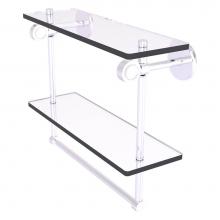 Allied Brass CV-2TB-16-SCH - Clearview Collection 16 Inch Double Glass Vanity Shelf with Integrated Towel Bar - Satin Chrome