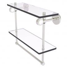 Allied Brass CV-2TB-16-SN - Clearview Collection 16 Inch Double Glass Vanity Shelf with Integrated Towel Bar - Satin Nickel