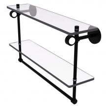 Allied Brass CV-2TB-22-BKM - Clearview Collection 22 Inch Double Glass Vanity Shelf with Integrated Towel Bar - Matte Black