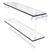 Allied Brass CV-2TBD-22-SCH - Clearview Collection 22 Inch Double Glass Shelf with Towel Bar and Dotted Accents - Satin Chrome