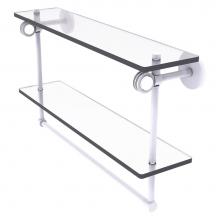 Allied Brass CV-2TBD-22-WHM - Clearview Collection 22 Inch Double Glass Shelf with Towel Bar and Dotted Accents - Matte White