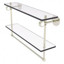 Allied Brass CV-2TBG-22-PNI - Clearview Collection 22 Inch Double Glass Shelf with Towel Bar and Grooved Accents - Polished Nick