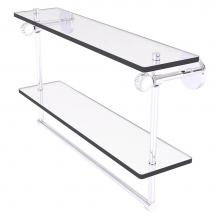 Allied Brass CV-2TBT-22-PC - Clearview Collection 22 Inch Double Glass Shelf with Towel Bar and Twisted Accents - Polished Chro