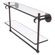 Allied Brass CV-2TBT-22-VB - Clearview Collection 22 Inch Double Glass Shelf with Towel Bar and Twisted Accents - Venetian Bron