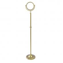 Allied Brass DMF-2/5X-SBR - Adjustable Height Floor Standing Make-Up Mirror 8 Inch Diameter with 5X Magnification