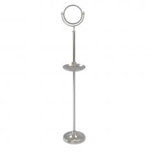 Allied Brass DMF-3/2X-SN - Floor Standing Make-Up Mirror 8 Inch Diameter with 2X Magnification and Shaving Tray
