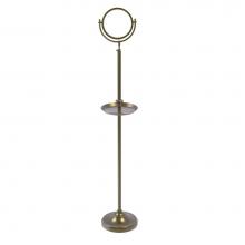 Allied Brass DMF-3/4X-ABR - Floor Standing Make-Up Mirror 8 Inch Diameter with 4X Magnification and Shaving Tray