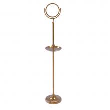 Allied Brass DMF-3/4X-BBR - Floor Standing Make-Up Mirror 8 Inch Diameter with 4X Magnification and Shaving Tray