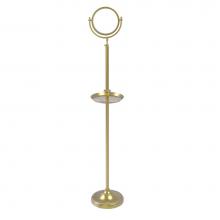 Allied Brass DMF-3/4X-SBR - Floor Standing Make-Up Mirror 8 Inch Diameter with 4X Magnification and Shaving Tray