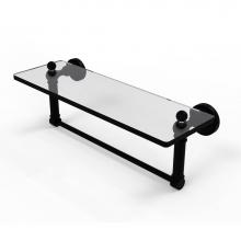 Allied Brass DT-1TB/16-BKM - Dottingham 16 Inch Glass Vanity Shelf with Integrated Towel Bar