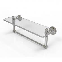 Allied Brass DT-1TB/16-SN - Dottingham 16 Inch Glass Vanity Shelf with Integrated Towel Bar