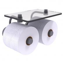 Allied Brass DT-24-2S-GYM - Dottingham Collection 2 Roll Toilet Paper Holder with Glass Shelf - Matte Gray