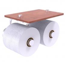 Allied Brass DT-24-2S-IRW-SCH - Dottingham Collection 2 Roll Toilet Paper Holder with Wood Shelf - Satin Chrome
