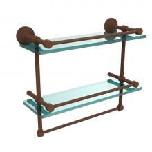 Allied Brass DT-2TB/16-GAL-ABZ - Dottingham 16 Inch Gallery Double Glass Shelf with Towel Bar