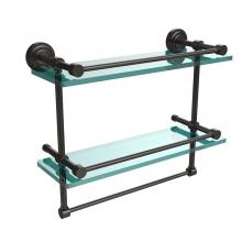 Allied Brass DT-2TB/16-GAL-ORB - Dottingham 16 Inch Gallery Double Glass Shelf with Towel Bar