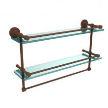 Allied Brass DT-2TB/22-GAL-ABZ - Dottingham 22 Inch Gallery Double Glass Shelf with Towel Bar