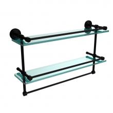 Allied Brass DT-2TB/22-GAL-BKM - Dottingham 22 Inch Gallery Double Glass Shelf with Towel Bar