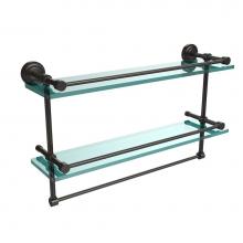 Allied Brass DT-2TB/22-GAL-ORB - Dottingham 22 Inch Gallery Double Glass Shelf with Towel Bar