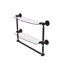 Allied Brass DT-34TB/18-ABZ - Dottingham Collection 18 Inch Two Tiered Glass Shelf with Integrated Towel Bar