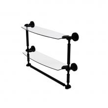 Allied Brass DT-34TB/18-BKM - Dottingham Collection 18 Inch Two Tiered Glass Shelf with Integrated Towel Bar