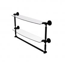 Allied Brass DT-34TB/24-BKM - Dottingham Collection 24 Inch Two Tiered Glass Shelf with Integrated Towel Bar