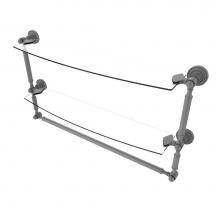 Allied Brass DT-34TB/24-GYM - Dottingham Collection 24 Inch Two Tiered Glass Shelf with Integrated Towel Bar