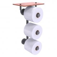 Allied Brass DT-35-3VS-IRW-GYM - Dottingham Collection 3 Roll Toilet Paper Holder with Wood Shelf - Matte Gray